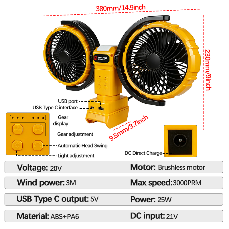 3000RPM Portable Dual Head Fan - огляд і ціна Power Tools Lowes